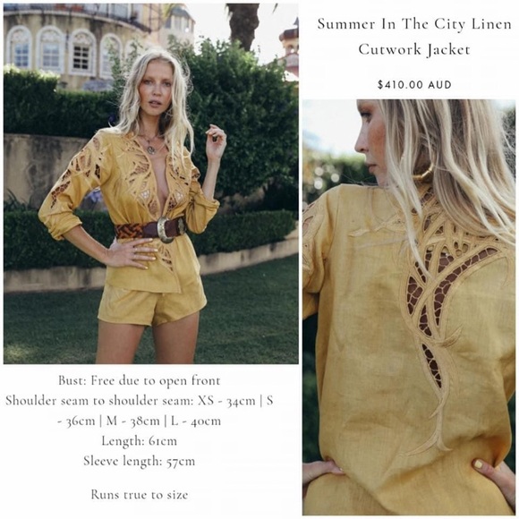 Chasing Unicorns💫 Summer In the City Linen Cutwork Jacket sz M - Picture 3 of 12